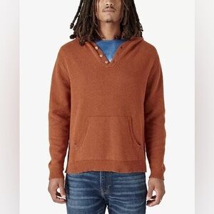 Lucky Brand Men Orange-Red Sweater Hoodie (Heavy) w/front pocket